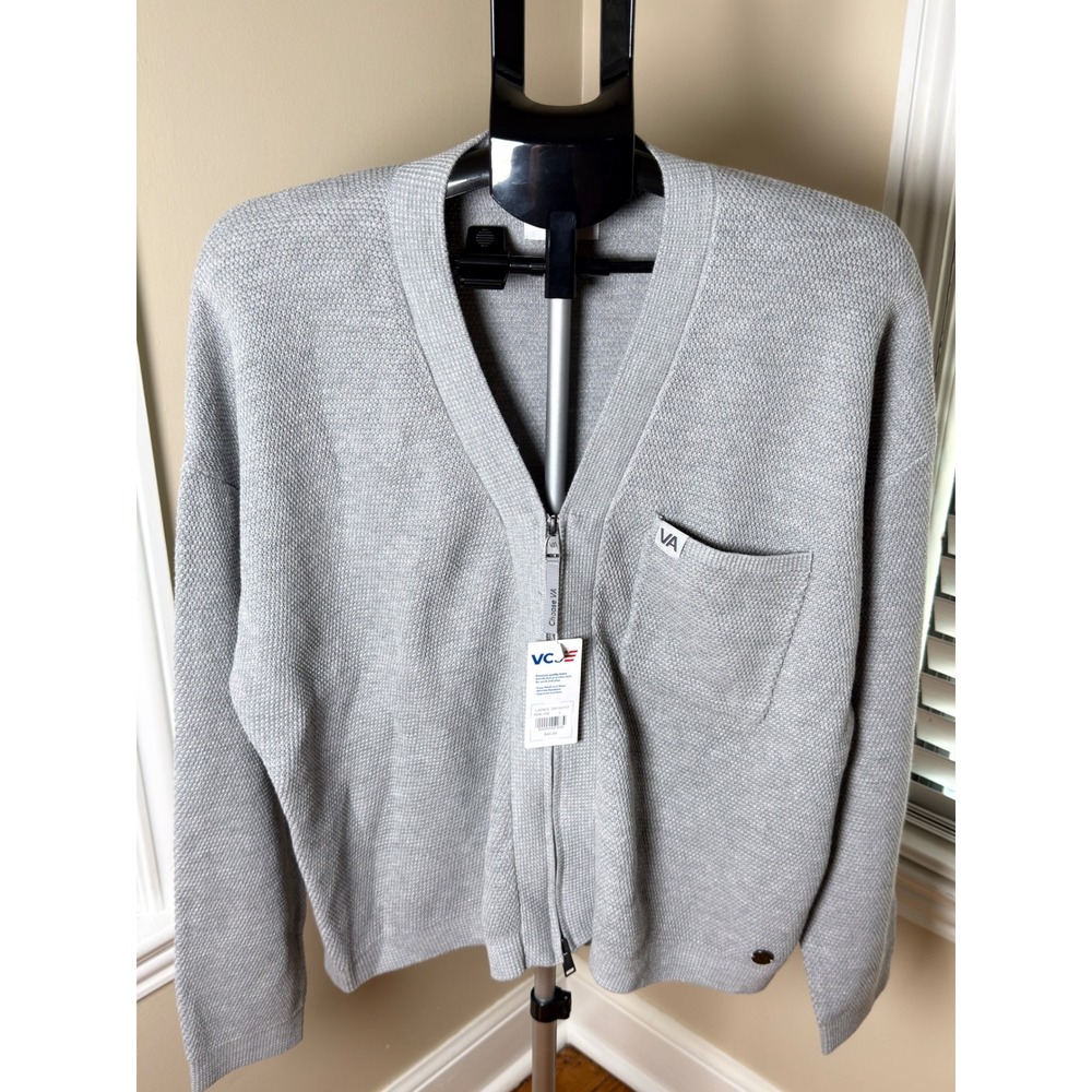 VCS Gray Heather Zip Front Cardigan Sweater Ladies Large K68L156 NWT